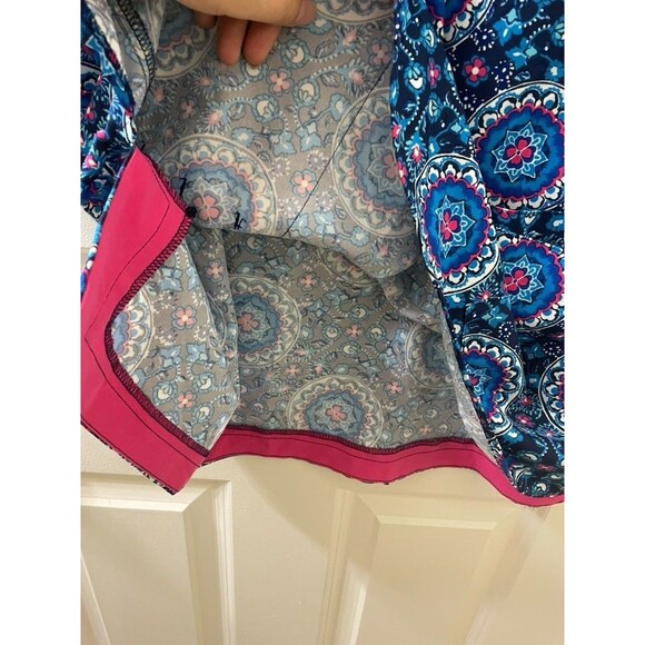 Vera Bradley Medical Scrub Top Large Women Floral Pockets Short Sleeve Blue PINK - Picture 7 of 8